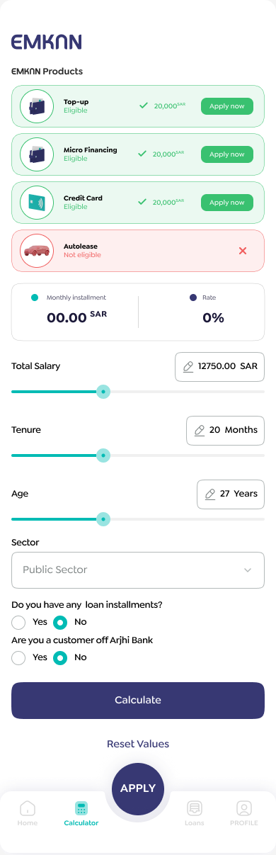 Financing calculator